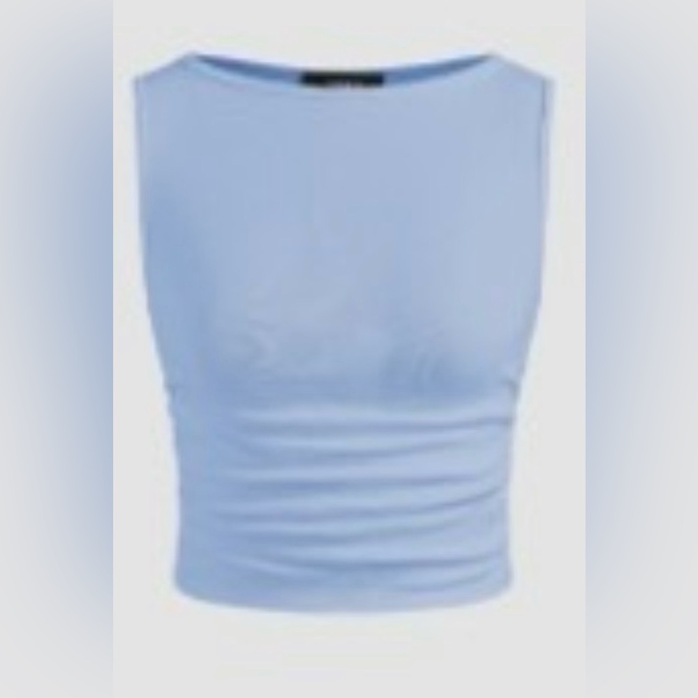 Cider Light Blue Ribbed Tank Top